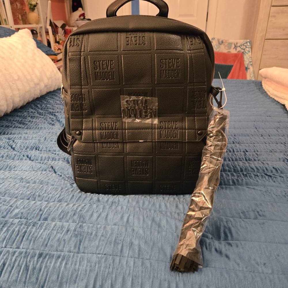Steve Madden Embossed Black Backpack
